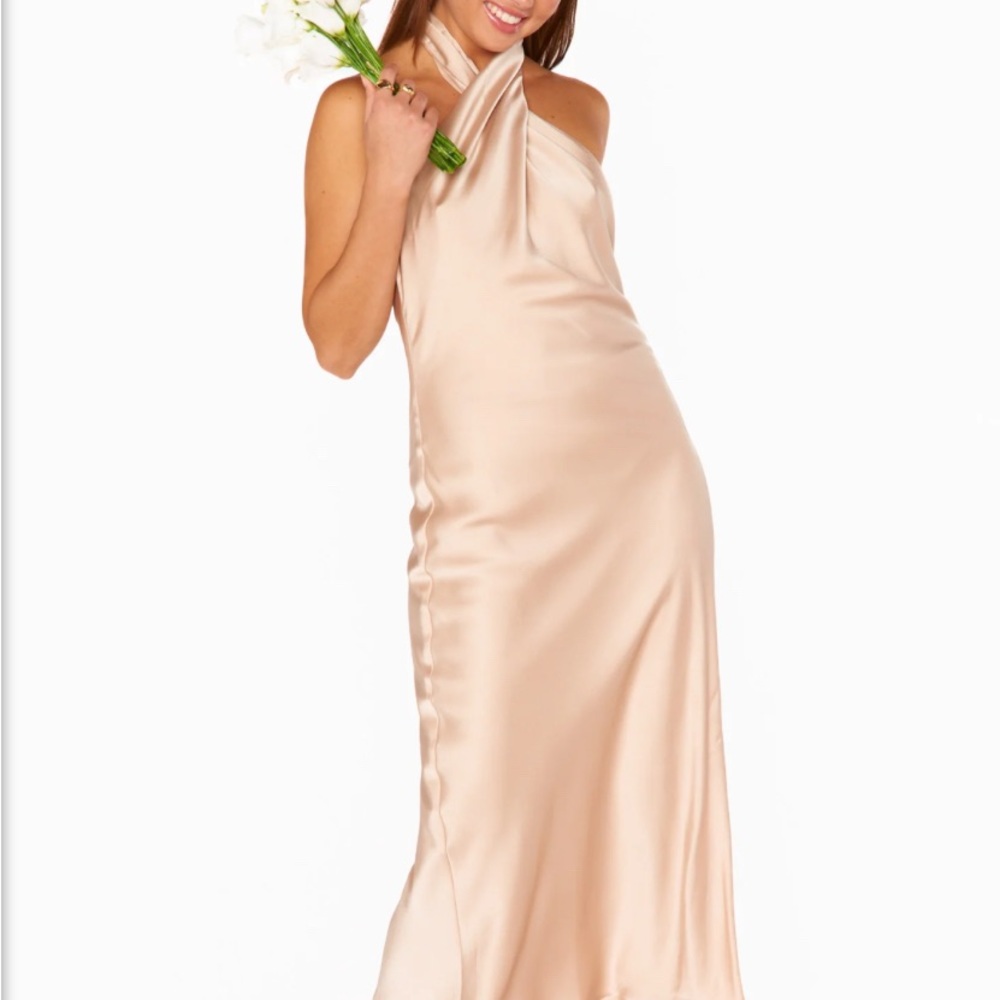 Show Me Your MuMu champagne Halter Gown for Weddings